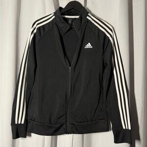 Adidas Men's Black Jacket with White Stripes